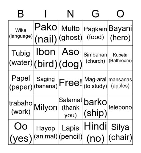 bingo terms for numbers tagalog